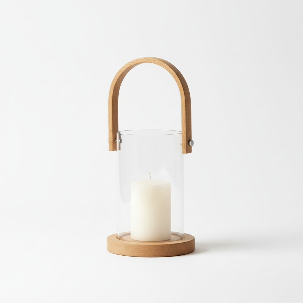 Wood Handle Candle Lantern